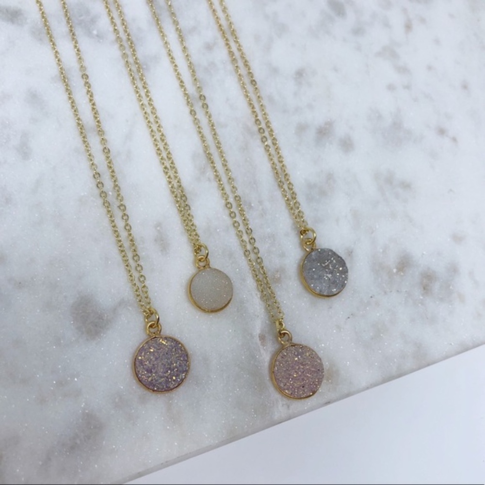 Neutral Round Druzy Necklaces - Picture 4 of 7